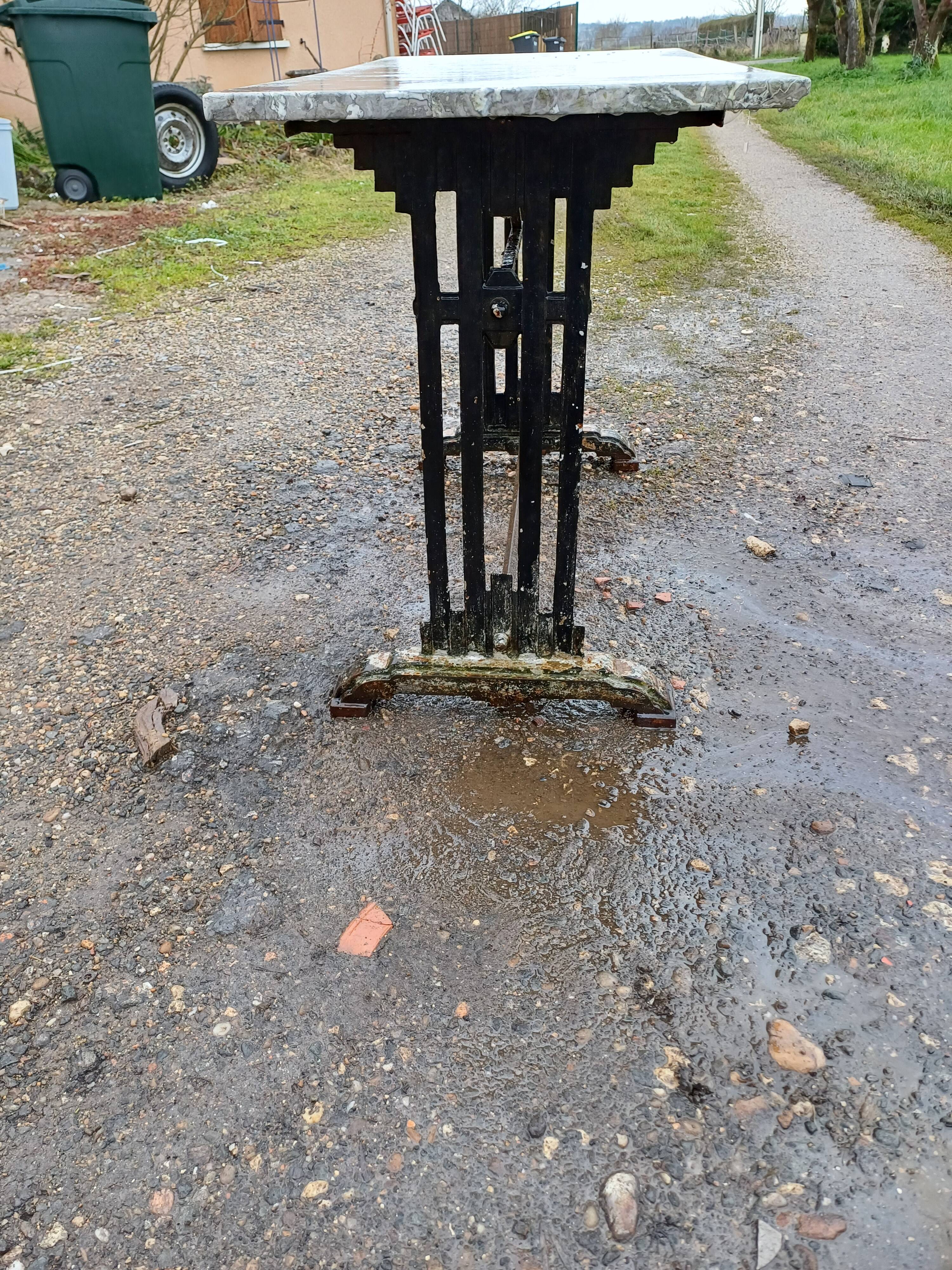 Art Deco Cast Iron and Marble Bistro Table
