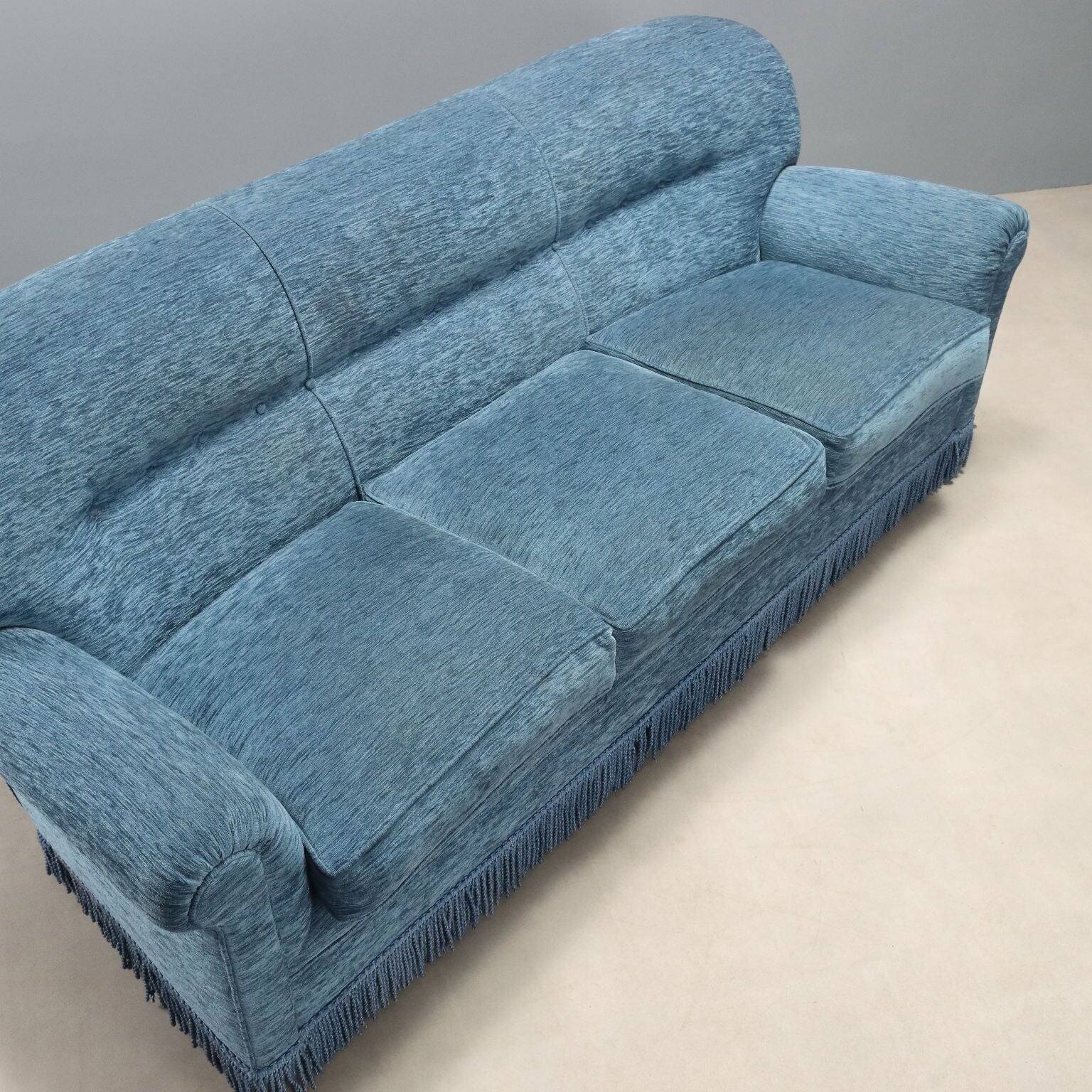 Vintage velvet sofa with spring cushioning, Italian design from the 1950s.