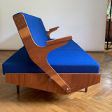 Foldning Sofa in Electric Blue Colour, 1960s, Czechoslovakia