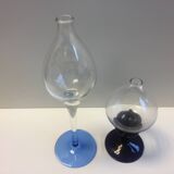 Duo Oil Lamps Nightlight or Soliflores Blown Glass Murano Work Style