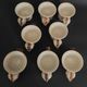 Egg cups with servant, series of eight stoneware signed arts ceram grand feu XX