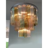 Contemporary Tronchi Murano Multicolor Glass Chandelier, Set of 2 or a Pair of Chandeliers