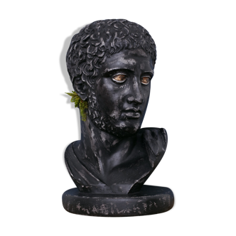 Greek head in waxed black plaster