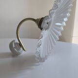 Vintage wall light in notched opaline and gilded brass