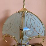 Lampe dorée pied porcelaine style tiffany