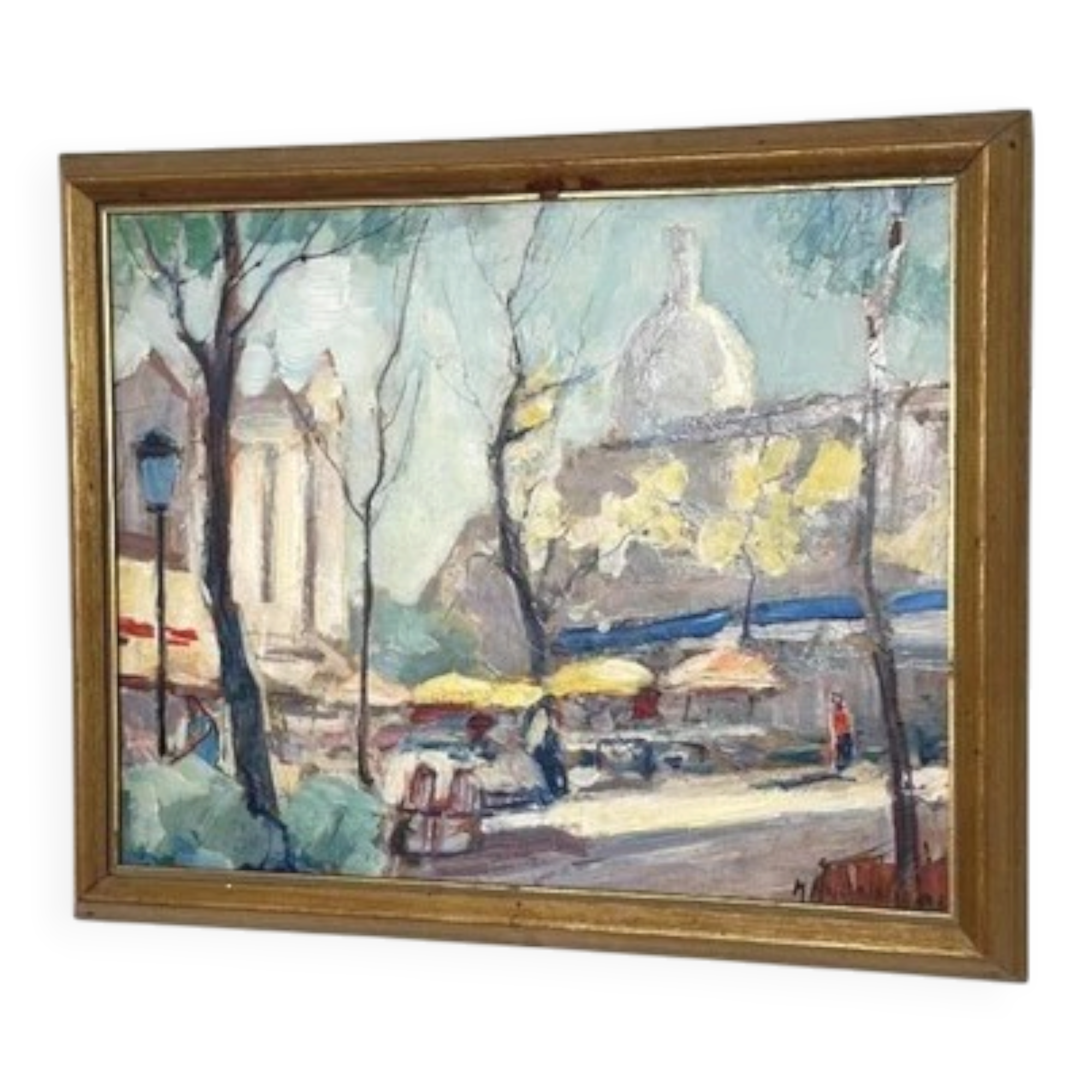 Swedish Oil on Panel "Lakerstationen” by L. Knut Norman Vintage & Framed 46×38cm