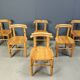 Vintage pine wood dining chairs - 1980s - set of 6