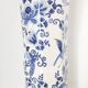 Octagonal vase blue birds BFK Boch Frères Kéramis 42 cm