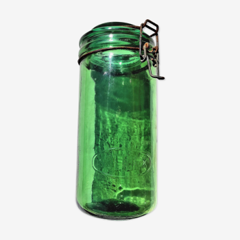 Bocal en verre avec couvercle solidex ancien de 1.5 litre vers 1920