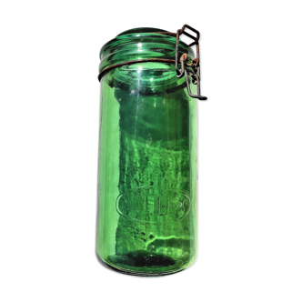 Bocal en verre avec couvercle solidex ancien de 1.5 litre vers 1920