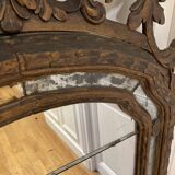 Large mirror or trumeau with beadwork in carved and gilded wood. Italian work from the beginning of the 19th century