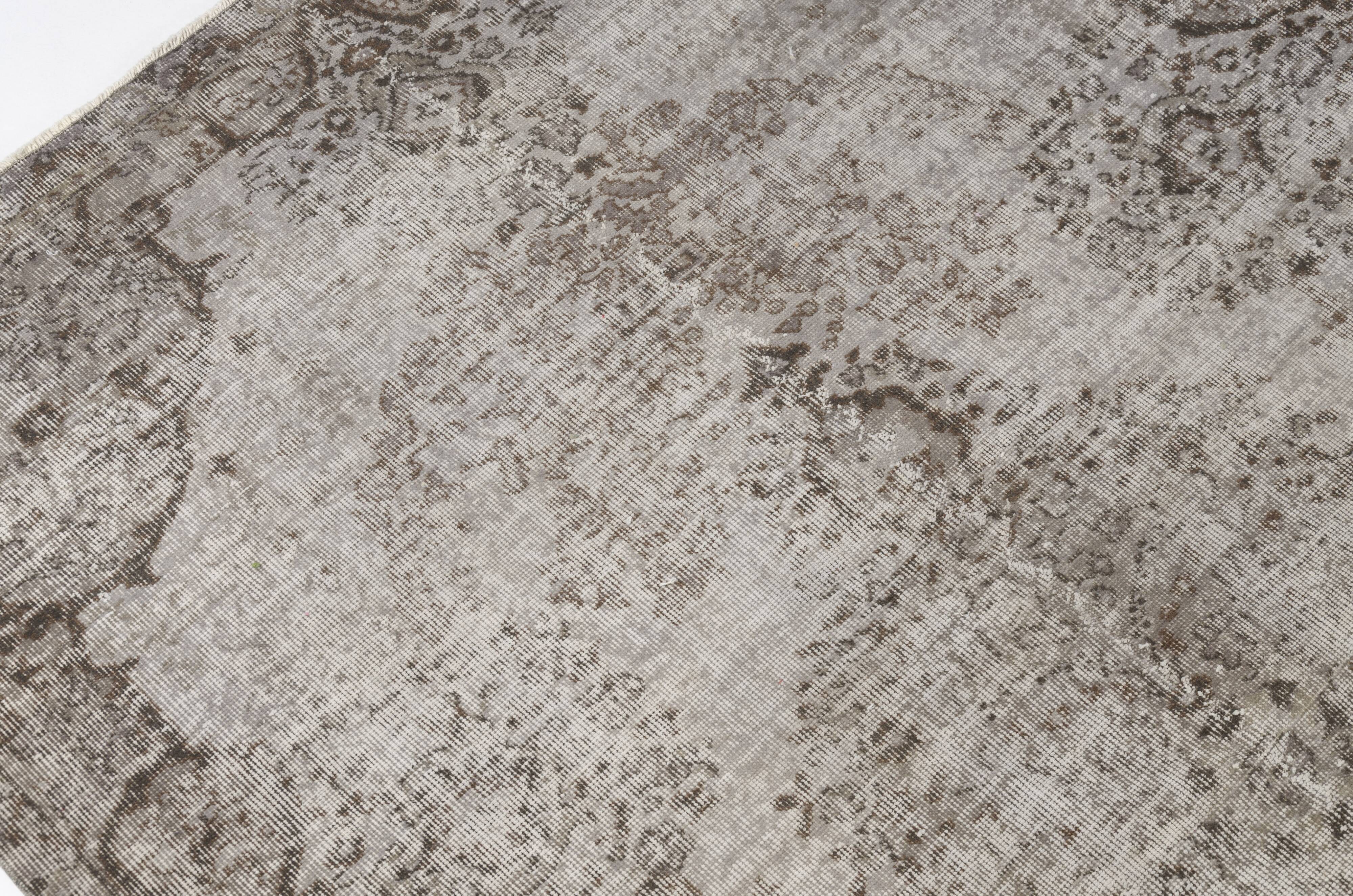 Grey Oushak Antique Wool Carpet