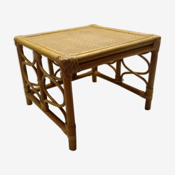 Vintage square coffee table in rattan-wicker