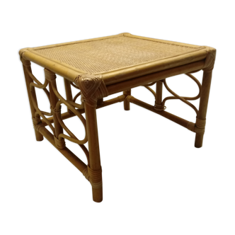 Vintage square coffee table in rattan-wicker