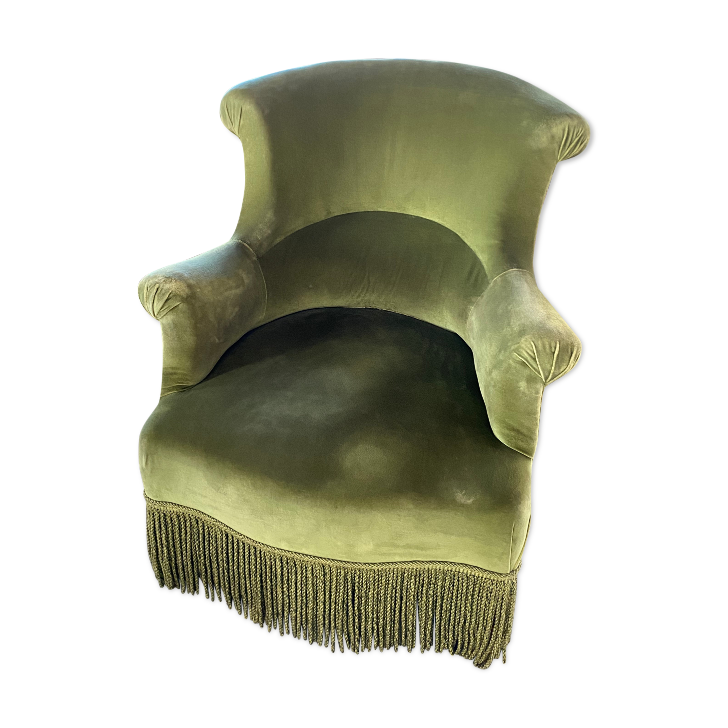 Almond green armrest toad chair