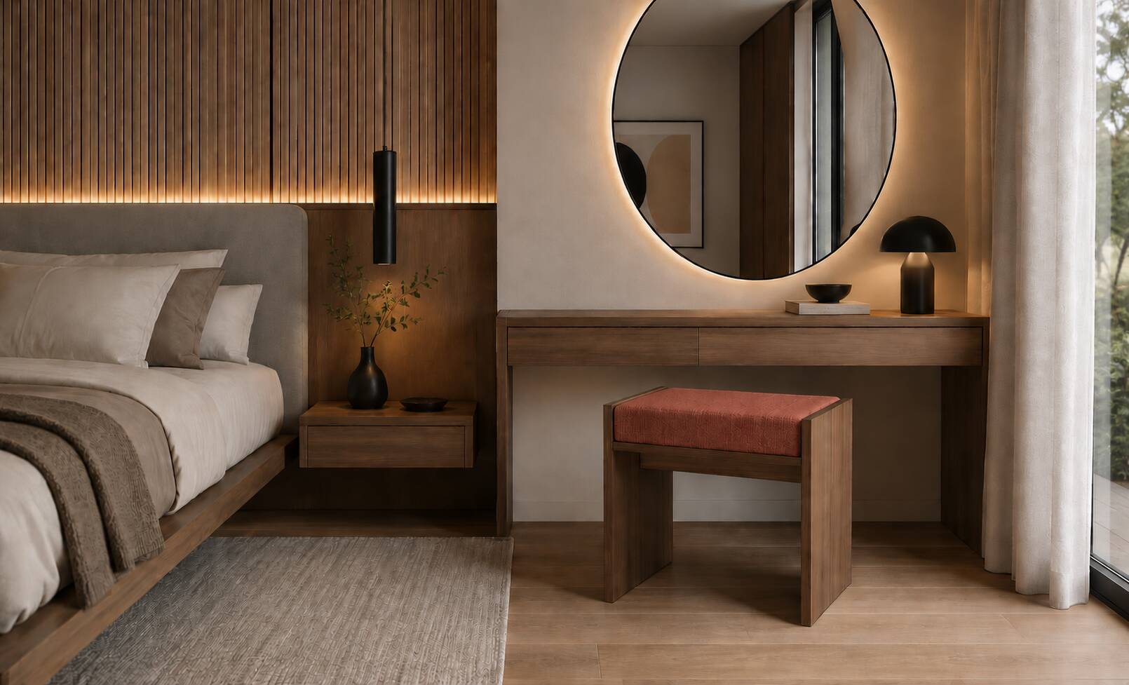 Solid oak stool with cushion (customisable)