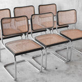 Set of 6 black Cesca B32 chairs by Marcel Breuer