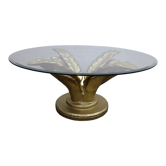 Table basse regency avec plateau en verre facetté