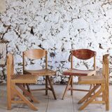 4 vintage canteen chairs in beech, 1980.