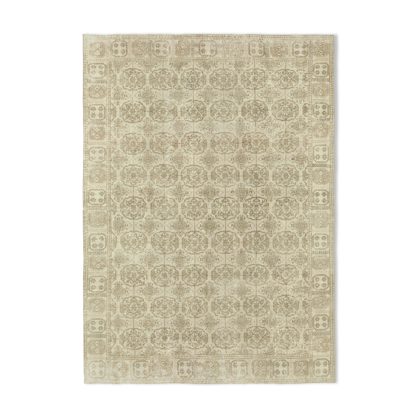 Hand-knotted contemporary turkish beige carpet 201 cm x 278 cm