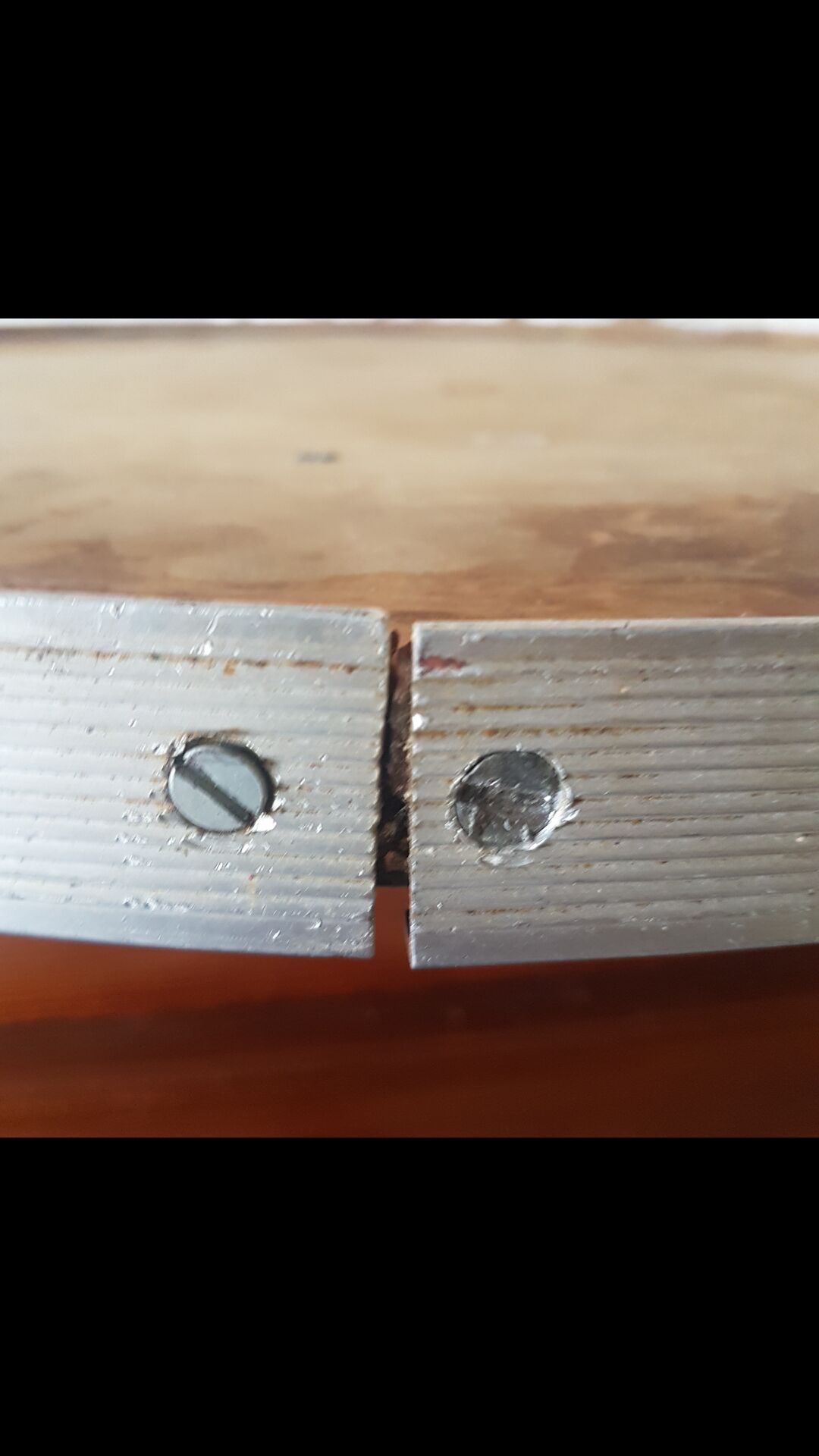 Old aluminum oval mirror