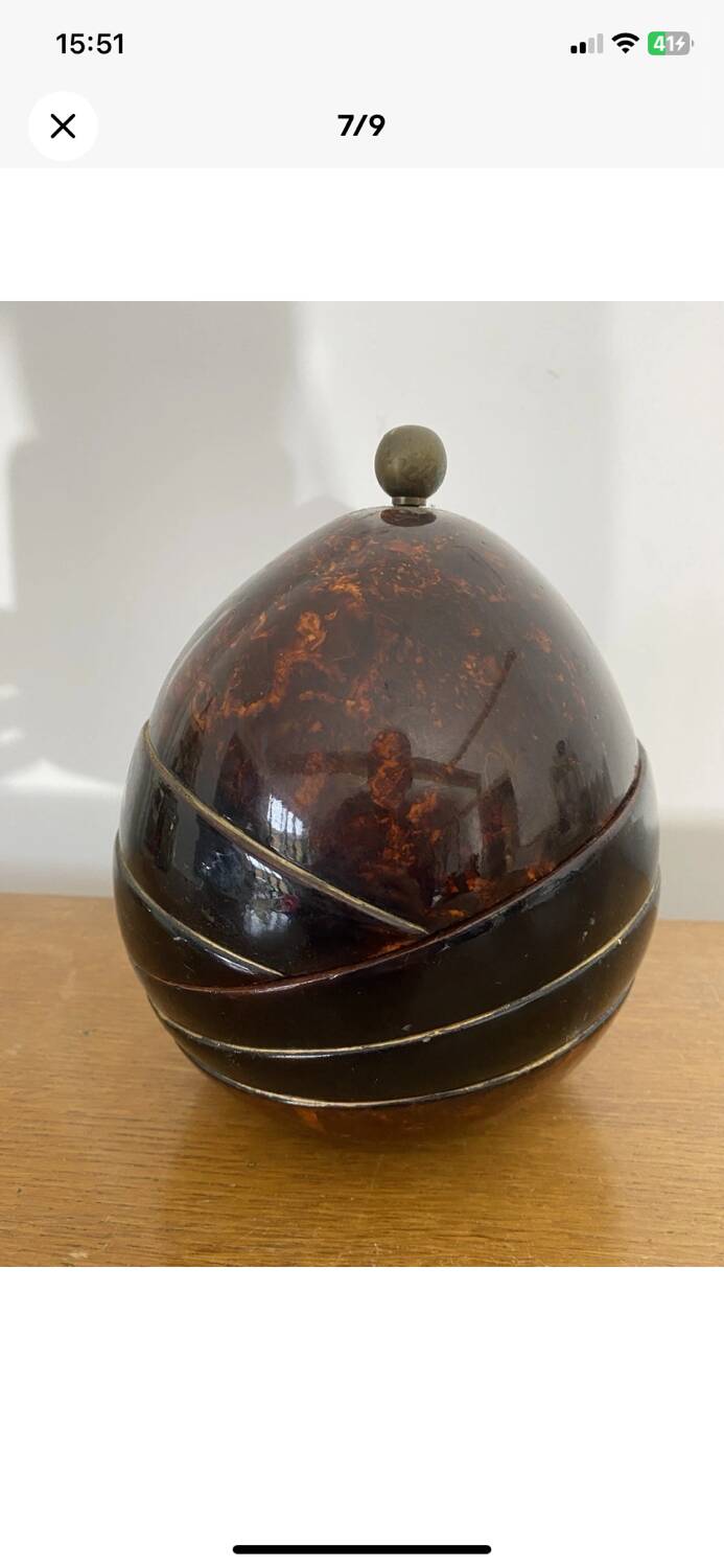 Antique Coconut Ice Bucket 50s Vintage