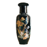 Vase japonais ‘kacho’ décoré de fleurs et d’un oiseau