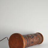 Mid-Century Modern Aztec Motif Hand Tooled Leather Table Lamp