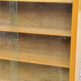 Wall display case from the 50s in solid blond oak