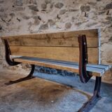 Vintage garden bench – oak and cast iron – from the 1960s
