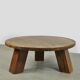 BRUTALIST / massive oak round coffee table / 1970s