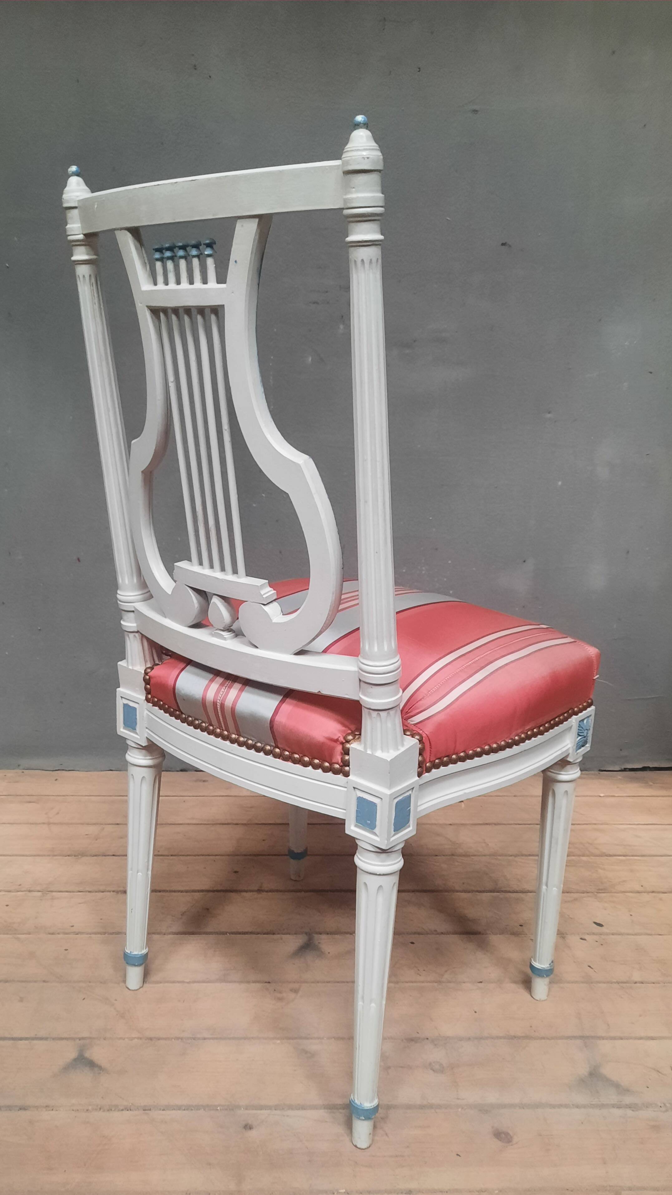 Louis XVI style lacquered chair with lyre back