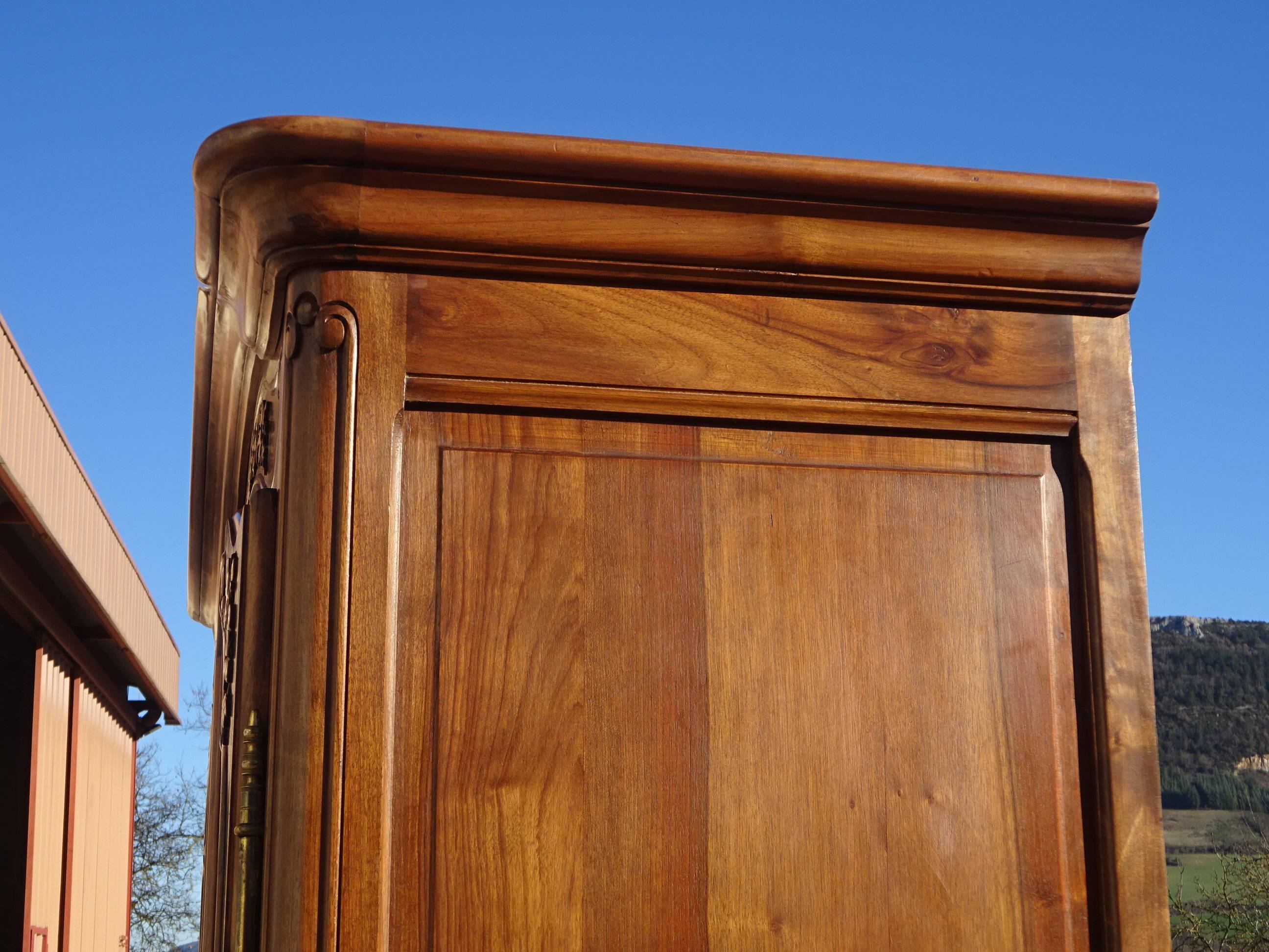solid walnut wardrobe in Louis XV style