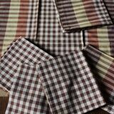 Set of 8 vintage brown checkered napkins