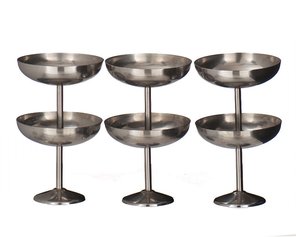 6 stainless steel ice cream cups Guy Degrenne 1970