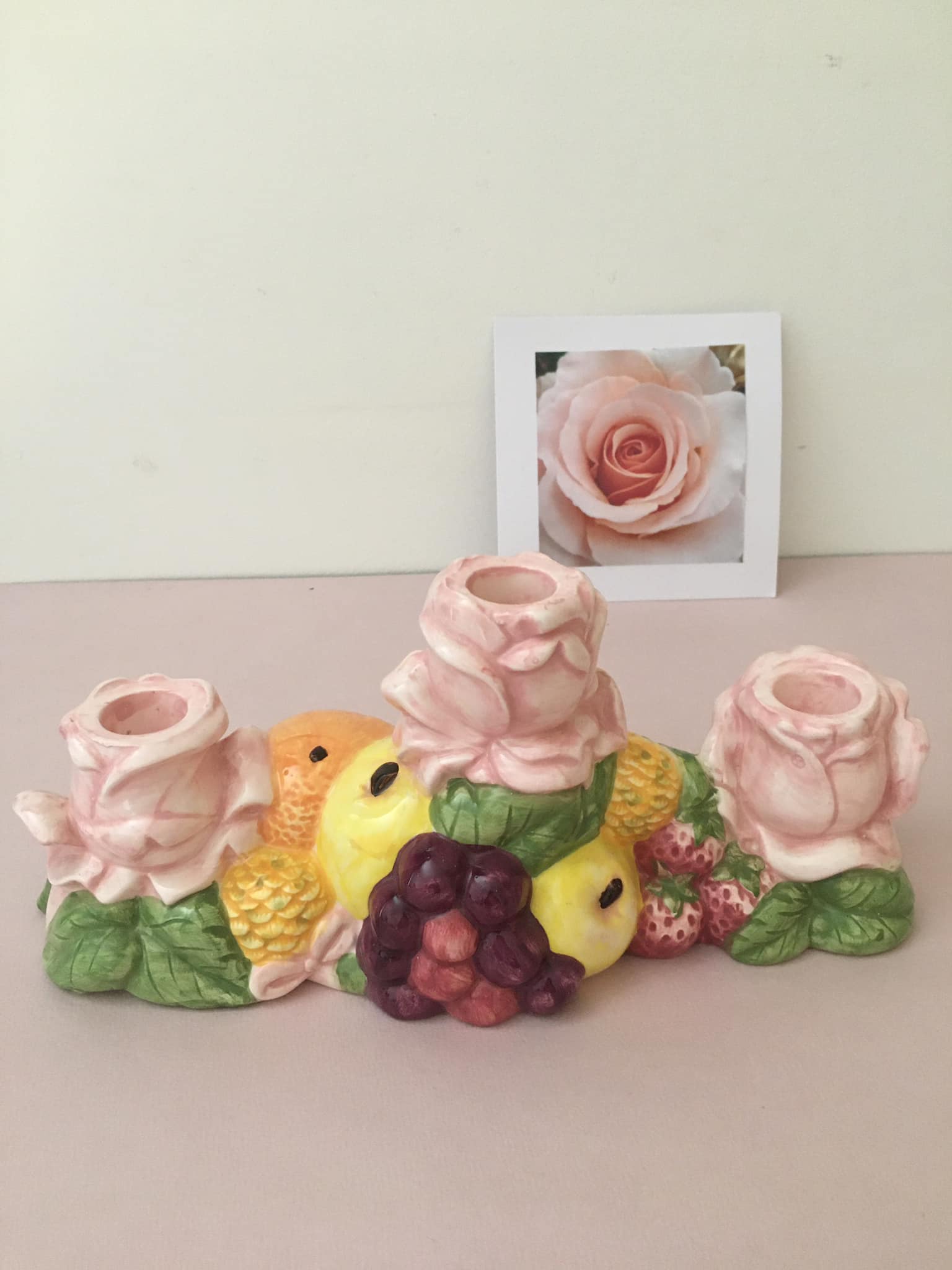 3-burner slurry candle signed Francesco Guarino, fruit motifs