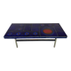 Table basse en céramique émaillée bleue design année 70
