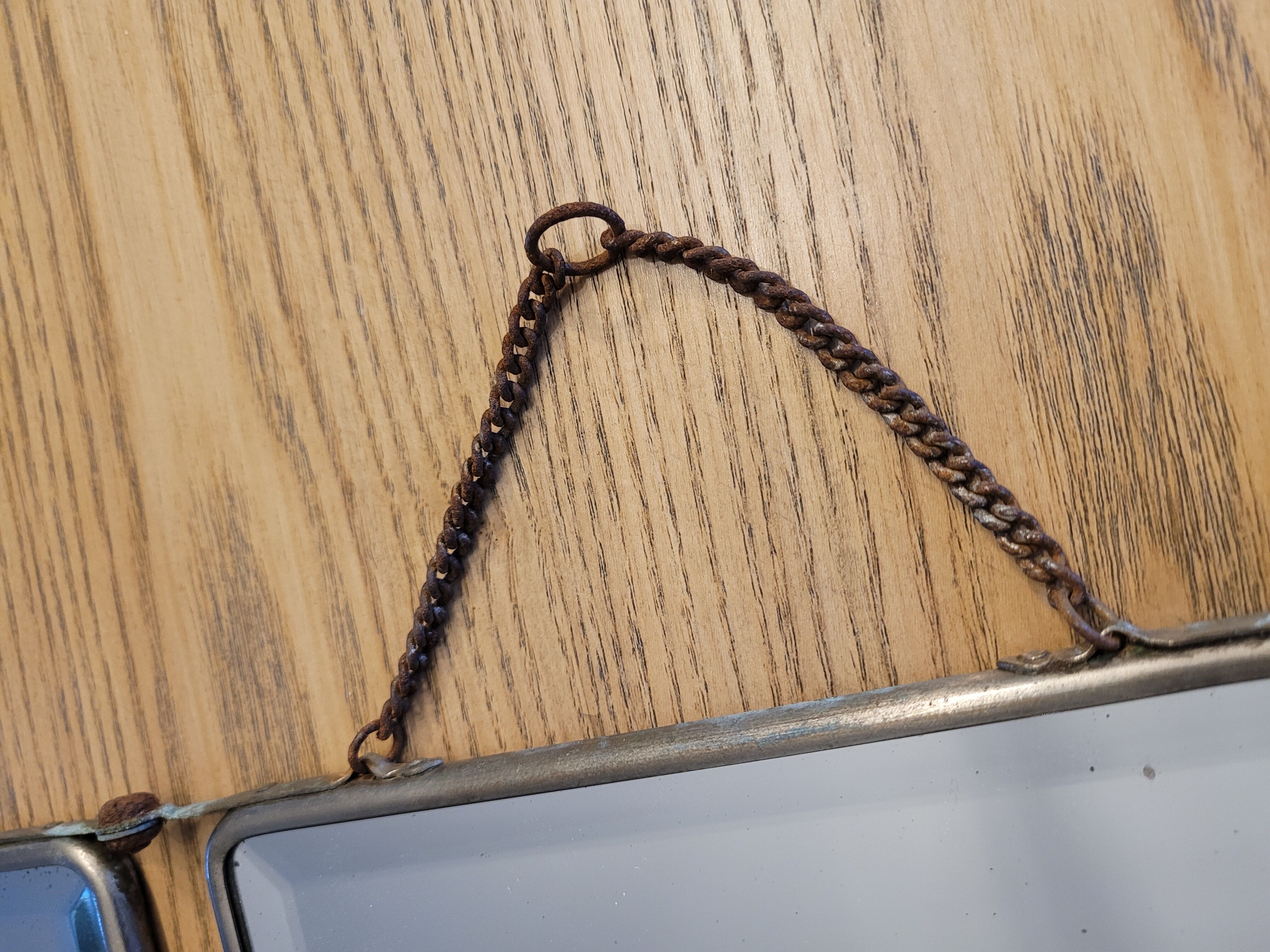 Old beveled triptych barber mirror 60x25cm