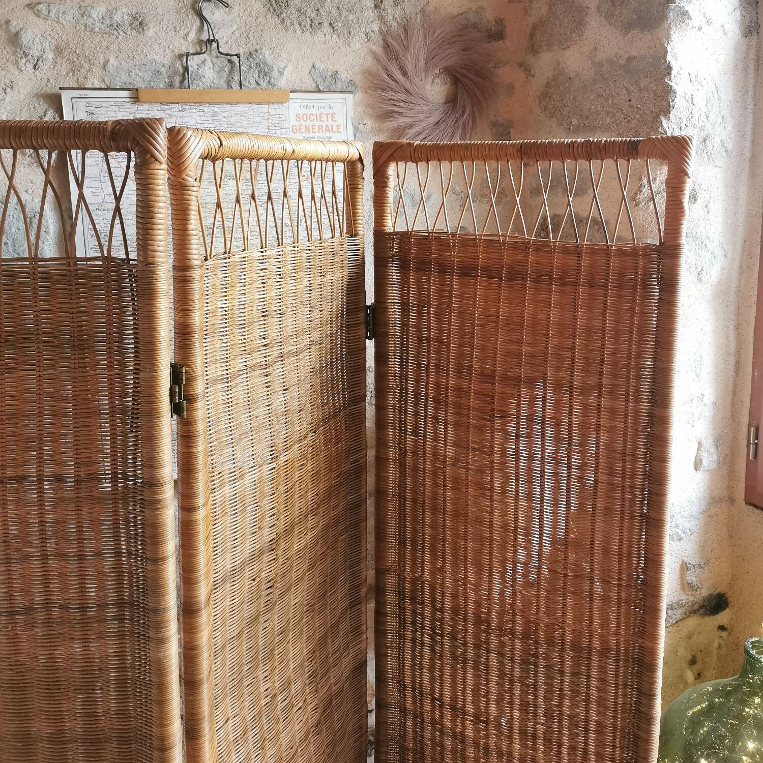 Vintage rattan and wicker room divider
