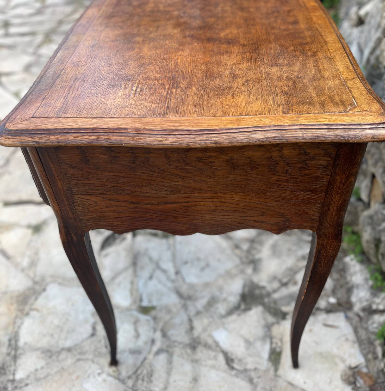 Louis XV style carved solid oak writing table, 19th century