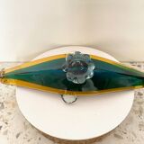 Dark green & amber Murano glass gondola- Sommerso