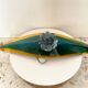 Dark green & amber Murano glass gondola- Sommerso