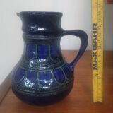 Vase pichet vintage en poterie Strehla – Céramique est-allemande du milieu du siècle, noir