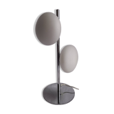 Lampe italienne orientable double galet en métal chromé et verre opalin par Fabas Luce