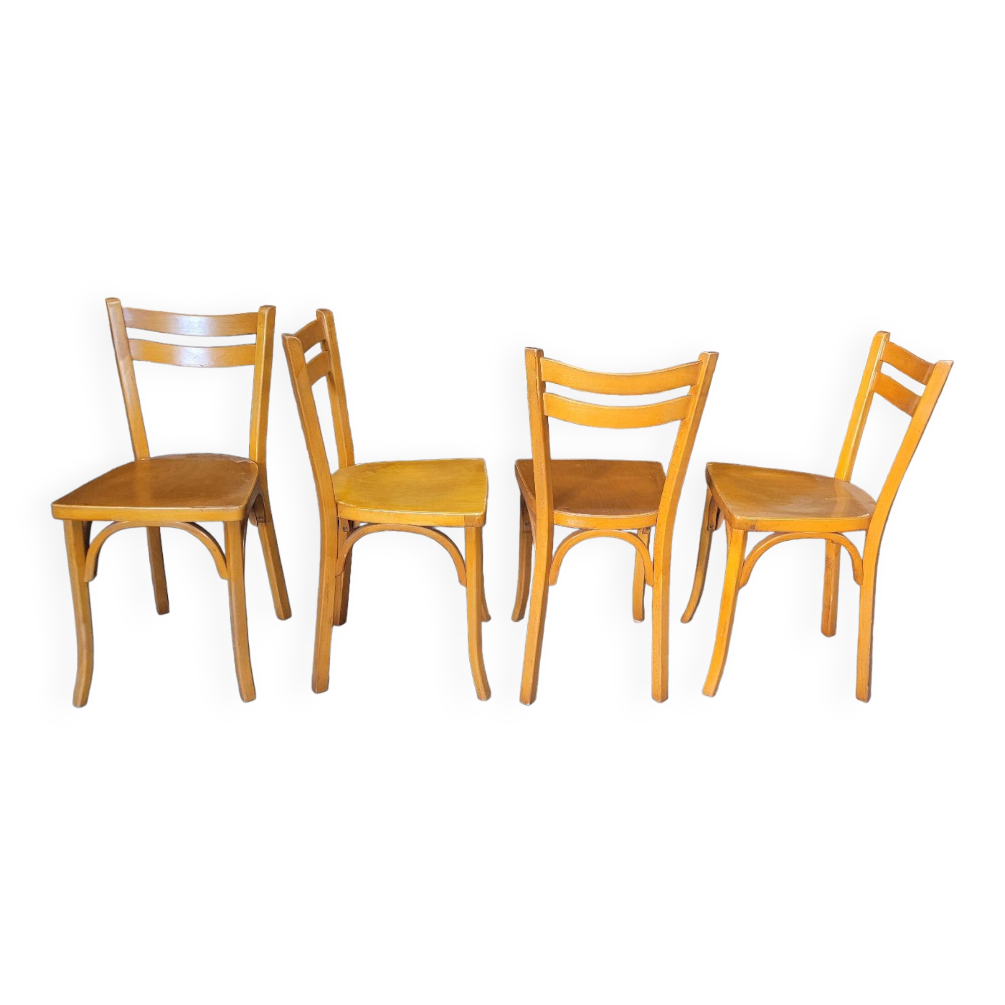 Series of 4 bistro chairs signed Baumann 1950 vintage