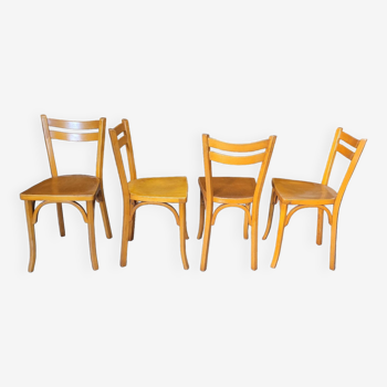 Série de 4 chaises de bistrot signé Baumann 1950 vintage