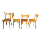 Series of 4 bistro chairs signed Baumann 1950 vintage
