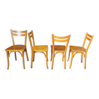 Série de 4 chaises de bistrot signé Baumann 1950 vintage