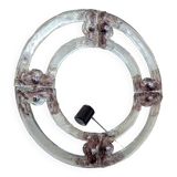 Venetian round mirror in pink and purple murano glass 1960s