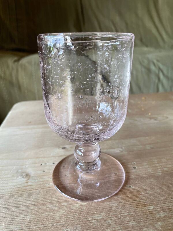 Lot de 5 verres bullés roses – Verrerie de Biot – vintage**  Joli lo